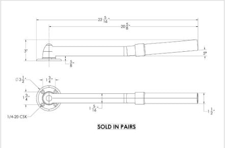 TACO Neptune Replacement Aluminum Backrest Arms